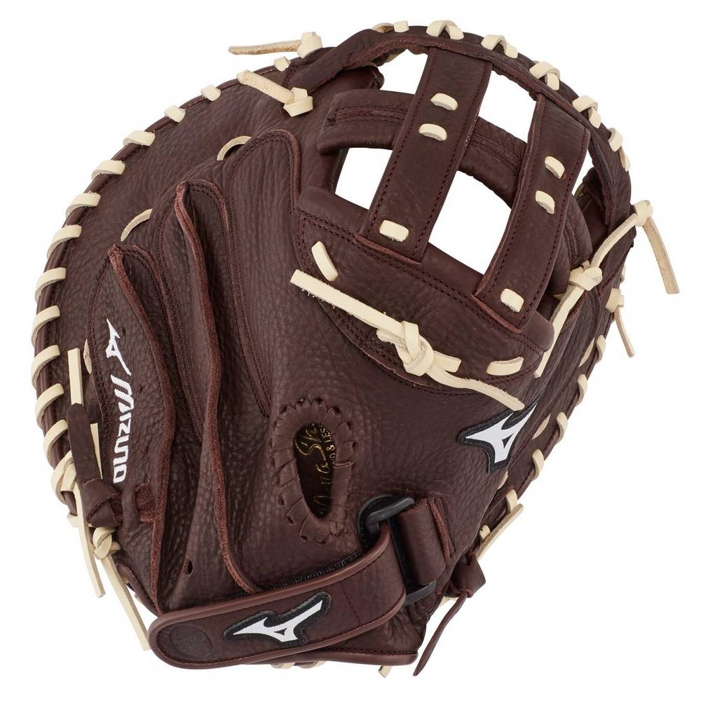 Mizuno Women's Franchise Series Fastpitch Softball Catcher’s Mitt 34" Coffee/Silver (312745-DLW)